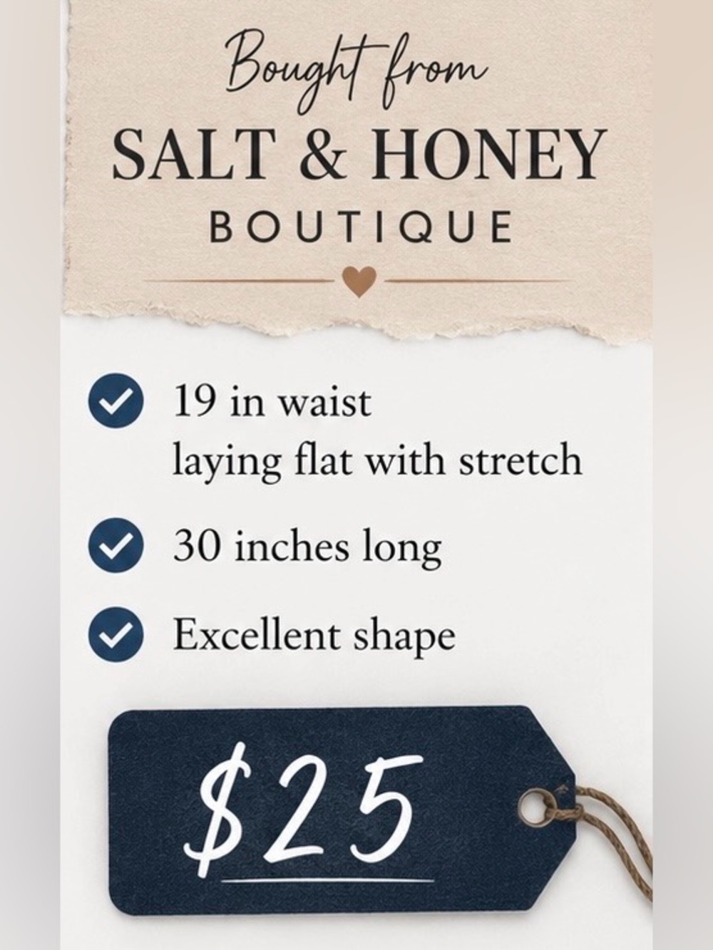 Salt & Honey Boutique Skirt in Navy with Tan Tag